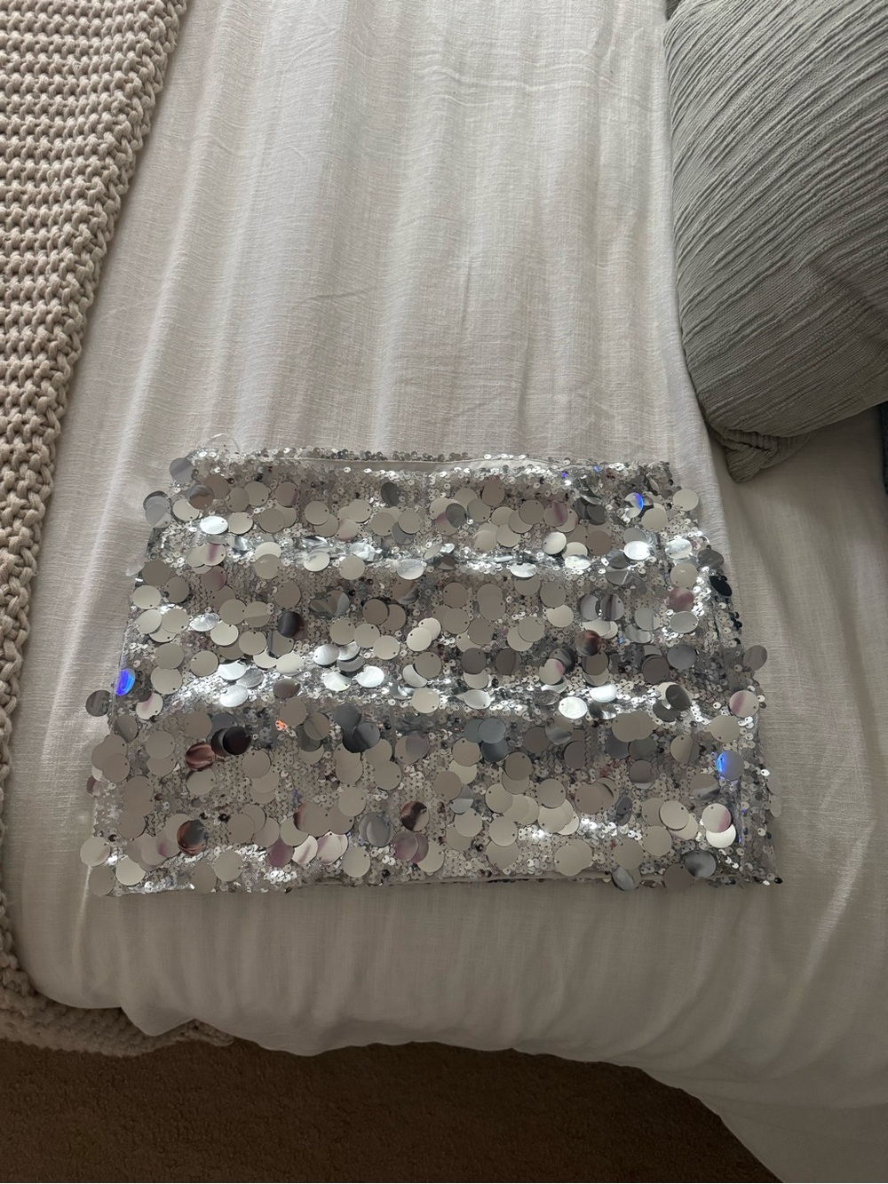 Edikted Silver Sequin Mini Skirt